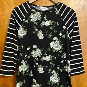Lularoe Randy Women’s Shirt Floral/Stripe Size L